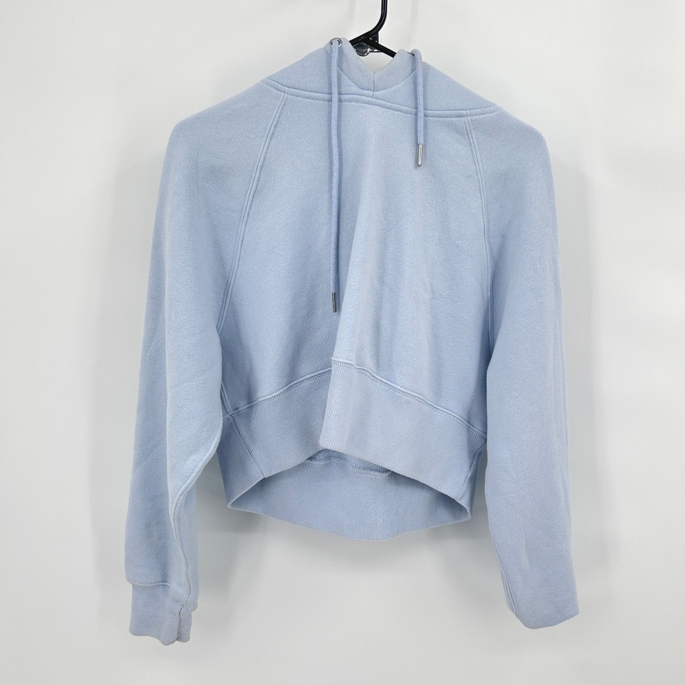 Abercrombie Cropped Hoodie S Light Blue Drawstring Soft Capsule Cozy Minimalist